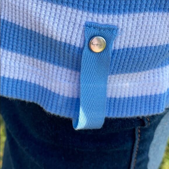 Lauren Ralph Lauren Women's White Blue Stripe Waffle Long Sleeve Sweater Top S - Picture 5 of 8